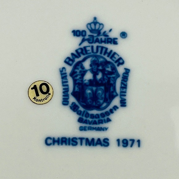 Vintage Bareuther 1971 Christmas‎ Eve Plate Blue White - Picture 3 of 4